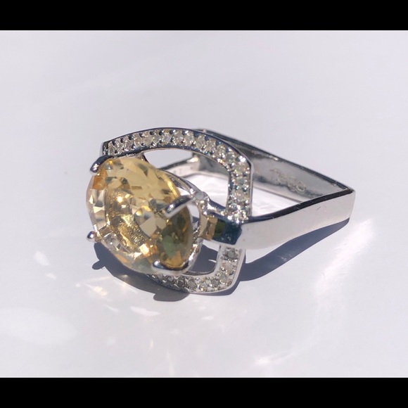 Daliglio 14K White Gold Citrine and Diamond ring - Picture 2 of 4